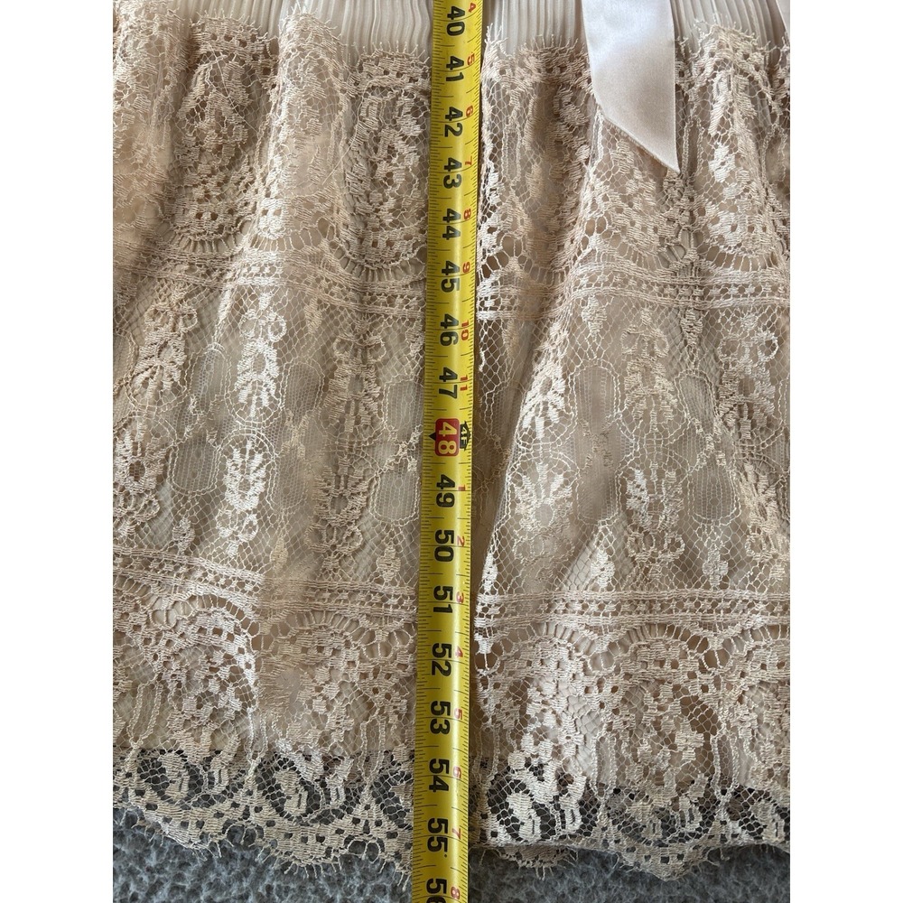 Vintage Miss Elliette Chiffon Maxi Dress Womens 6 Lace Trim Semi Sheer Boho 70s - Picture 5 of 15